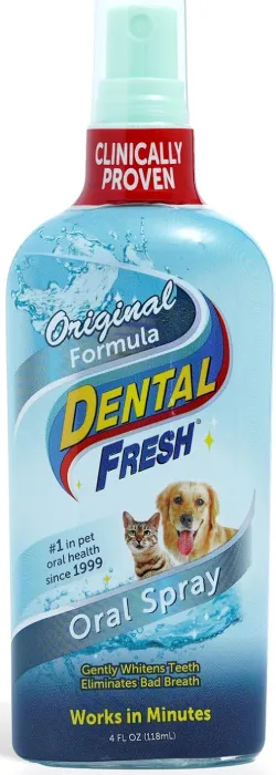 Dental Fresh oral care spray for pets to fix bad breath and plaque.