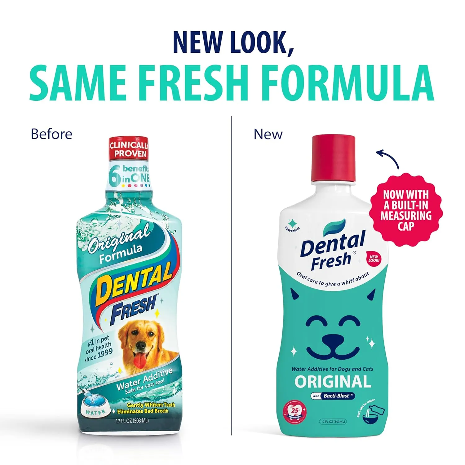 Bottle of Dental Fresh Original water additive for dog and cat daily teeth and breath care.